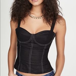 Reformation Linen Black Libra Top